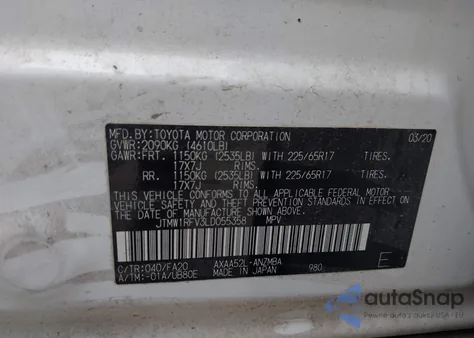 2020 Toyota Rav4 Xle from USA, damaged, VIN JTMW1RFV3LD055358